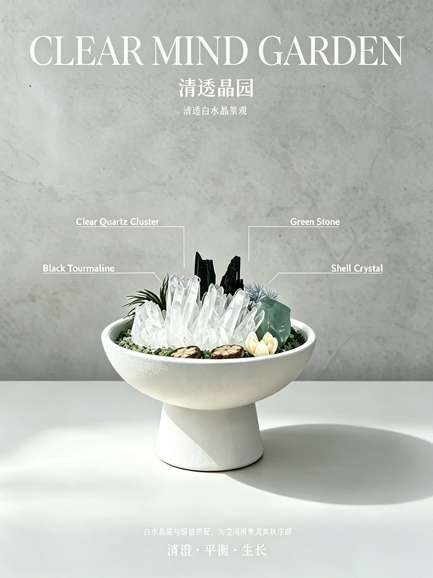Clear Quartz Crystal Bonsai Terrarium Ornament