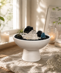 Housewarming Gift Crystal Bowl, Natural Quartz Energy Decor, Zen Garden Plant, Spiritual Home Decoration, Unique Gift