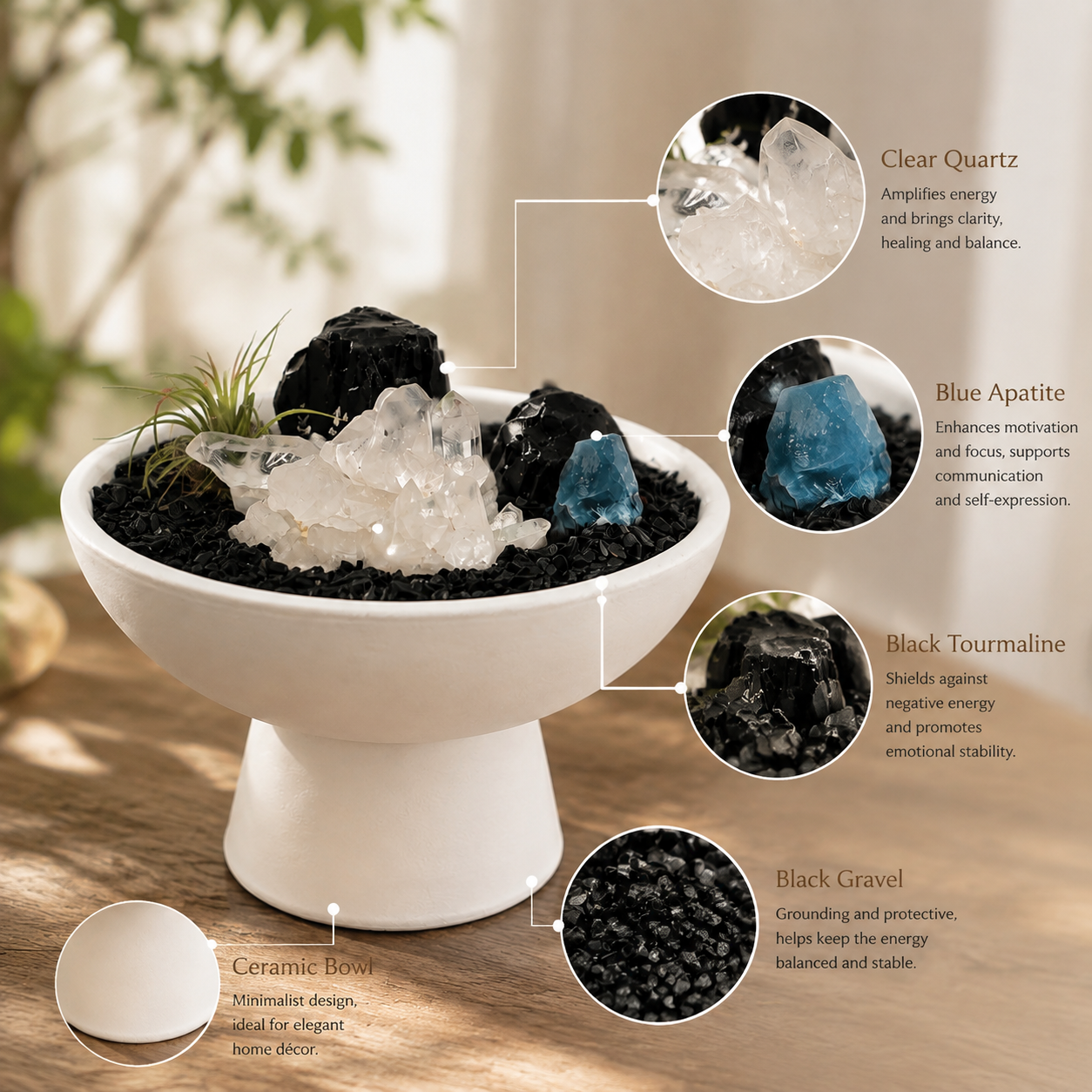 Housewarming Gift Crystal Bowl, Natural Quartz Energy Decor, Zen Garden Plant, Spiritual Home Decoration, Unique Gift - Image 2