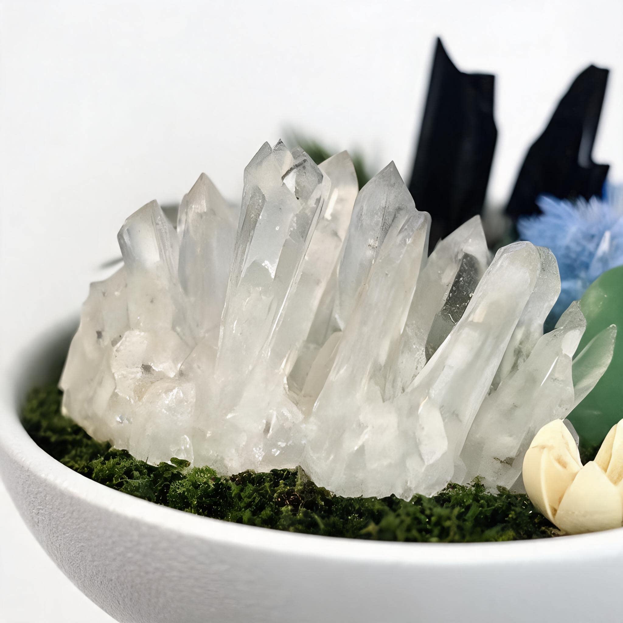 Housewarming Gift Crystal Bowl, Natural Quartz Energy Decor, Zen Garden Plant, Spiritual Home Decoration, Unique Gift - Image 3