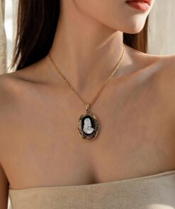 Gold Oval Cameo Locket Necklace, Virgin Mary Relief Pendant, Photo Memory Keepsake Jewelry, Handmade Vintage Religious Gift