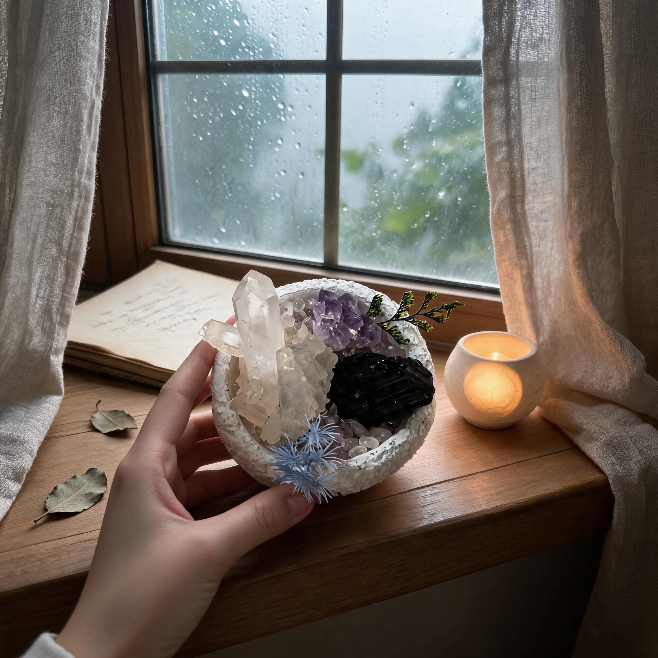 Housewarming Gift Crystal Bowl, Natural Quartz Energy Decor, Zen Garden Plant, Spiritual Home Decoration, Unique Gift - Image 2
