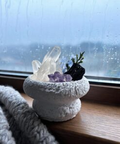 Housewarming Gift Crystal Bowl, Natural Quartz Energy Decor, Zen Garden Plant, Spiritual Home Decoration, Unique Gift